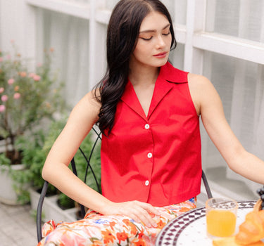 Camp Collar Button Down Blouse