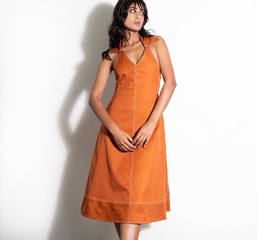 Burnt Orange Collar Dress