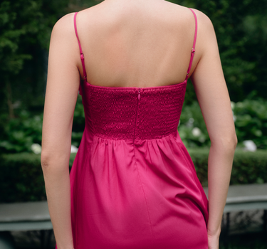 Hand-Appliqué Floral Maxi Dress - Fuchsia Pink