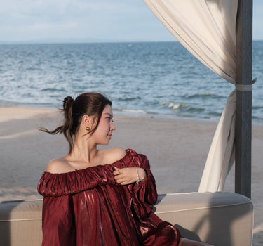 Cloudy Bubble Mini Dress - Burgundy