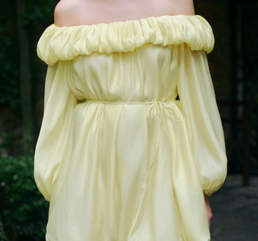 Cloudy Bubble Mini Dress - Pale Yellow