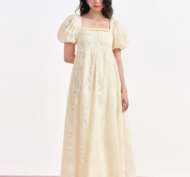 Floral Embroidered Maxi Dress - Cream