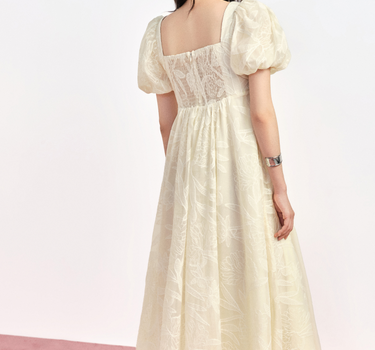 Floral Embroidered Maxi Dress - Cream