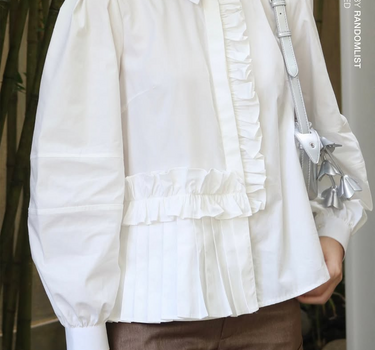Asymmetrical Pleated Shirt - White