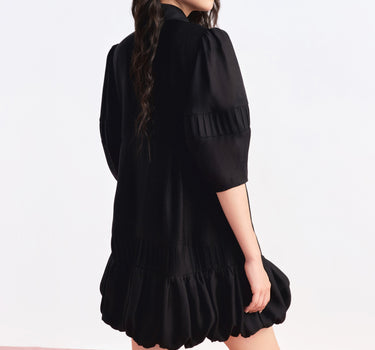 Bubble Hem Shirt Dress - Black