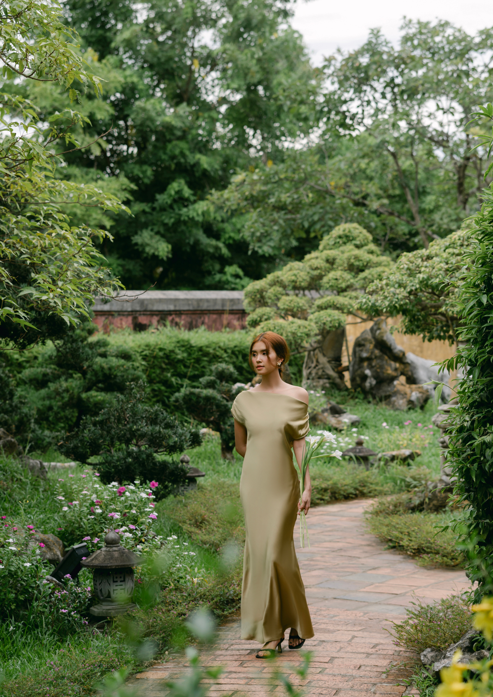 Capri Silk Dress - Olive Green / XS Capri Silk Dress - Olive Green / XS