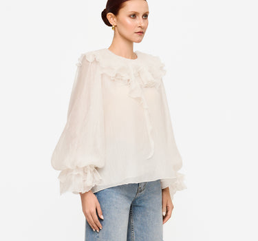 Layered Ruffle Collar Blouse - Off-White