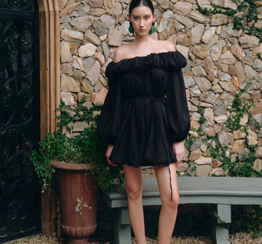 Cloudy Bubble Mini Dress - Black