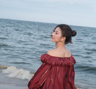 Cloudy Bubble Mini Dress - Burgundy