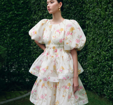 Bloom Puff-Sleeve Maxi Dress - Buttercream Floral