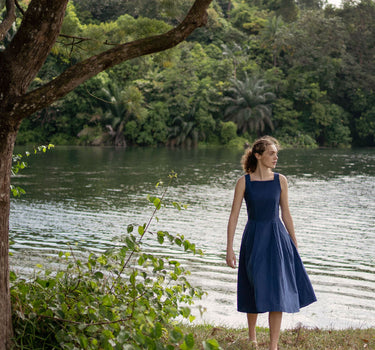 Annecy Cotton Dress in Navy