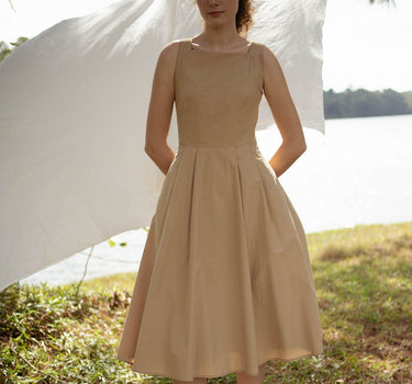 Annecy Cotton Dress in Tan