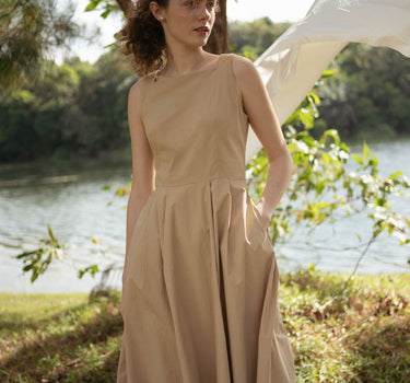 Annecy Cotton Dress in Tan