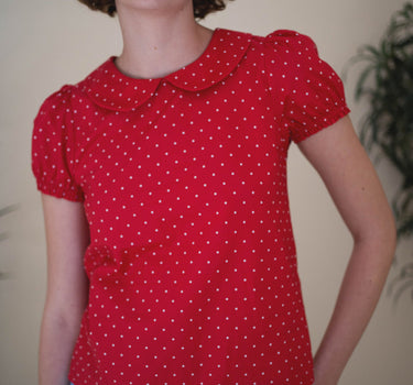 Apple Pie Cotton Top - Dotted Red
