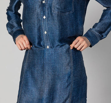 Denim Print 100% Silk Mini Skirt