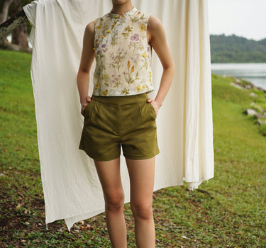 Warm Rays Cotton Shorts in Army