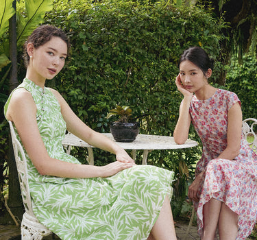 Cherished Cotton Cheongsam - Green Petals