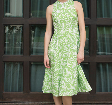 Cherished Cotton Cheongsam - Green Petals