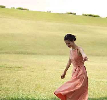 Annecy Cotton Dress in Peachy Pink