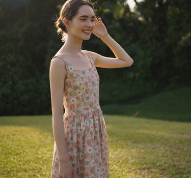 Classic Day Cotton Dress in Fields of Daisies