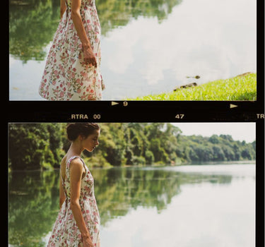 Backyard Cotton Dress in Roses and Cream