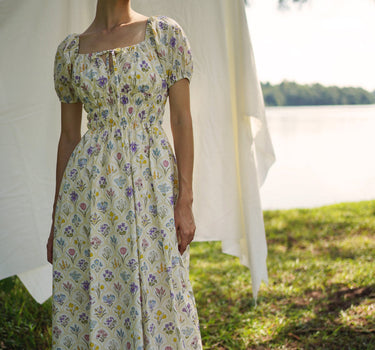 Vineyard Cotton Dress in Yellow Market