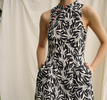 Cherished Cotton Cheongsam in Black Petals