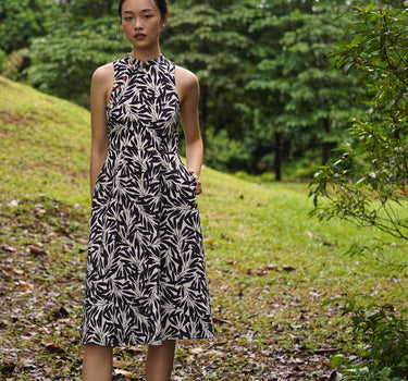 Cherished Cotton Cheongsam in Black Petals