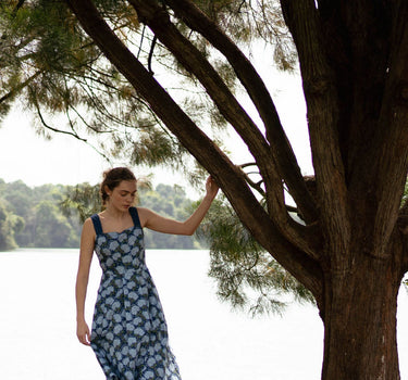 Golden Hour Cotton Dress in Blue Hydrangea