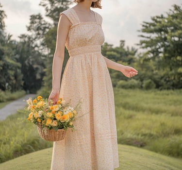 Hana Ruffle Shirred Dress