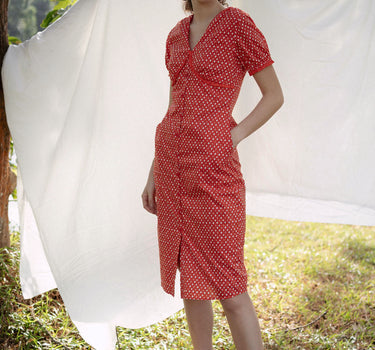 Honey, Honey Cotton Dress in Red Romance