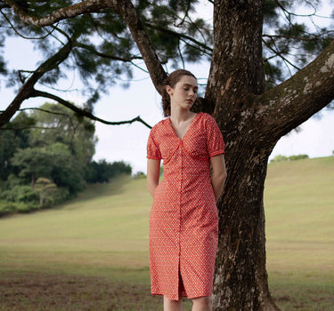 Honey, Honey Cotton Dress in Red Romance