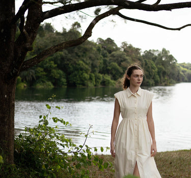 Memory Lane Cotton Dress in Cream