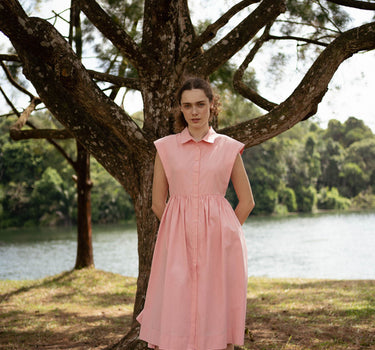 Memory Lane Cotton Dress in Pink