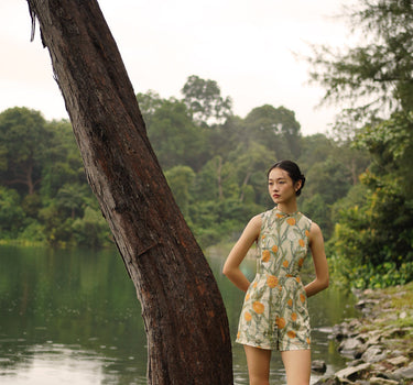 Teatime in the Garden Cheongsam Romper in Lively Hues