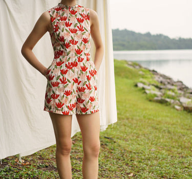 Teatime in the Garden Cheongsam Romper in Fresh in Bloom