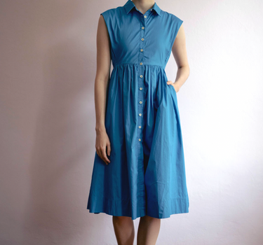 Memory Lane Cotton Dress in Blue