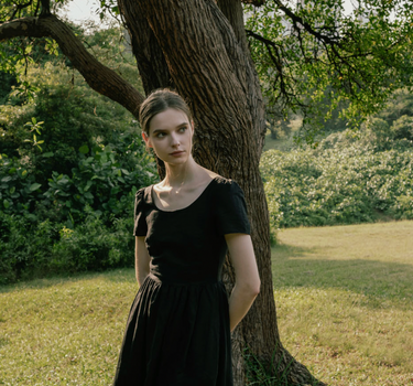 Moon River Linen Dress in Black