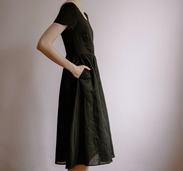 Moon River Linen Dress in Black