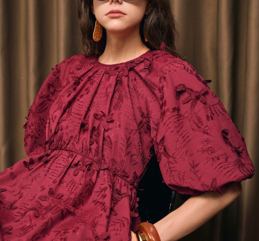 Embroidered Floral Babydoll Dress