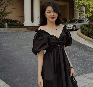 Twist Detail Cotton Midi Dress