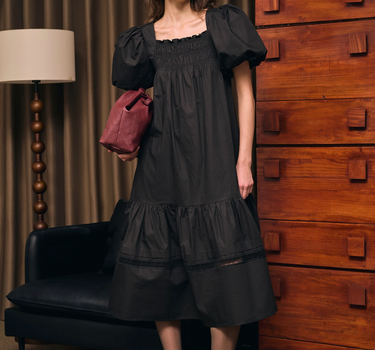 Lace-Trimmed Signature Midi Dress