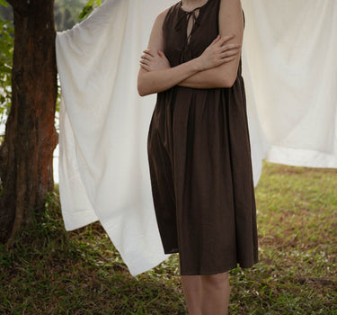 Swingtime Linen Dress in Mocha