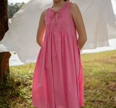 Swingtime Linen Dress in Pink