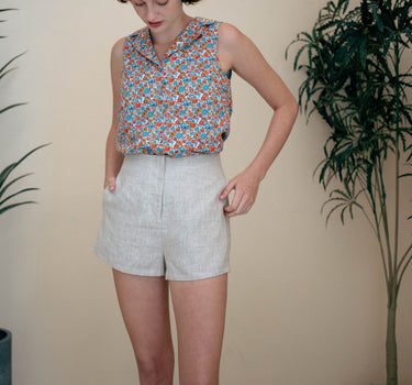 Vintage Sunshine Cotton Top - Blue Summer