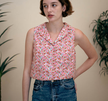 Vintage Sunshine Cotton Top - Pink Cream