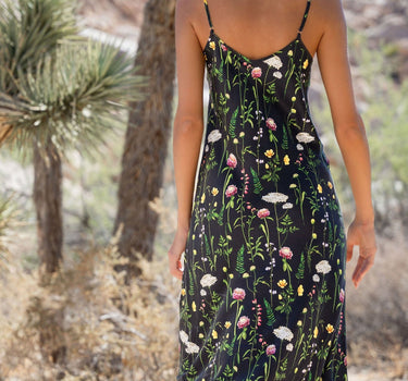 V Slip Silk Dress | Enchanted Print