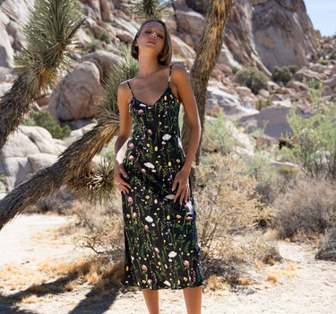 V Slip Silk Dress | Enchanted Print