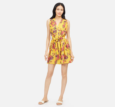 Cotton/Silk Sleeveless V Neck Dress