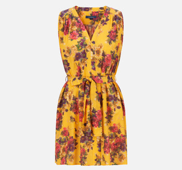 Cotton/Silk Sleeveless V Neck Dress